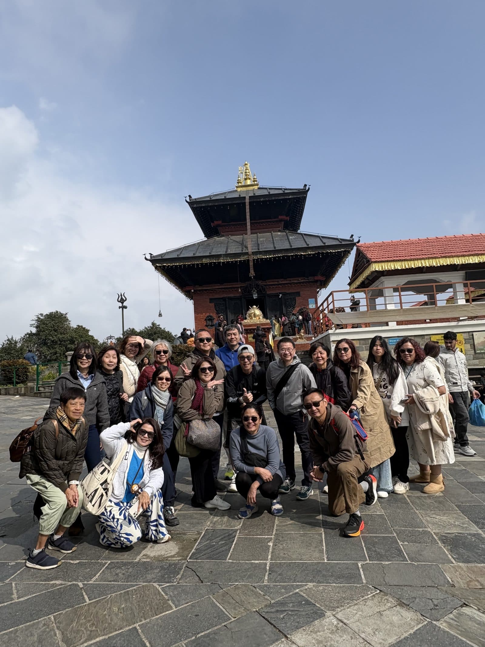 Our pilgrimage group at a temple in Nepal